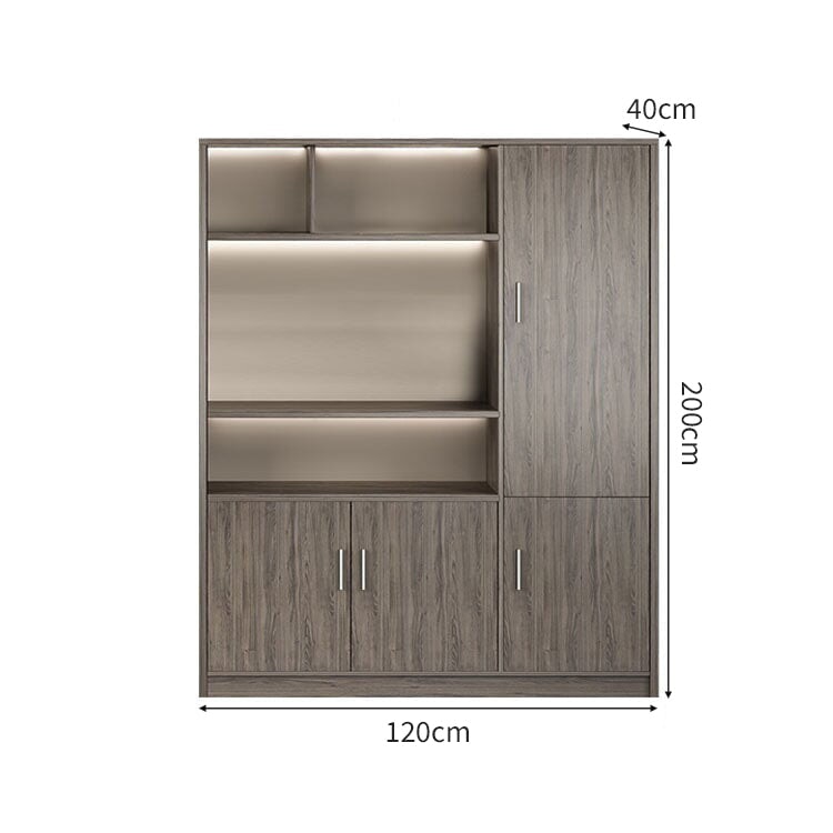 役員室用 書斎用 オープン収納 扉付き 高級感 オフィスキャビネット ディスプレイラック 本棚 キャビネット 収納ラック 収納棚 ウォールナット カスタマイズ可能 CWG-C031 chickagu