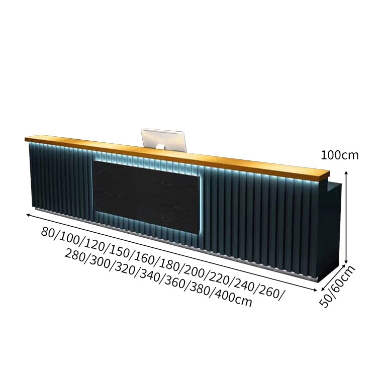LEDライト付き 大容量収納 鍵付き引き出し 受付カウンター バーカウンター 受付台 カウンターテーブル L型 おしゃれ ブルー カスタマイズ可能 JDT-C029 chickagu