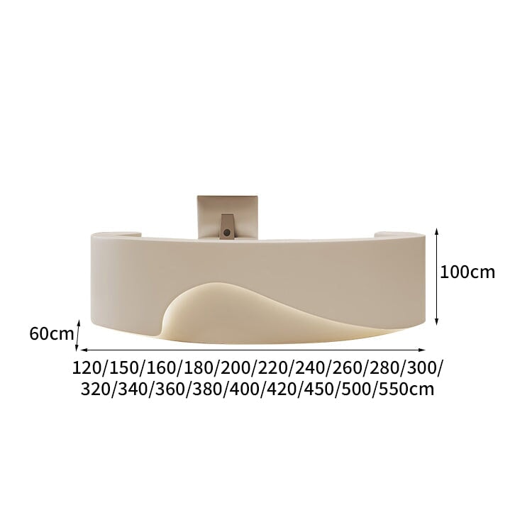 広い天板 丸いフォルム 引き出し 扉付き収納 分類収納 多目的 上部天板 カウンター 受付カウンター 受付台 シック 穏やか 暖か カスタマイズ可能 JDT-C060