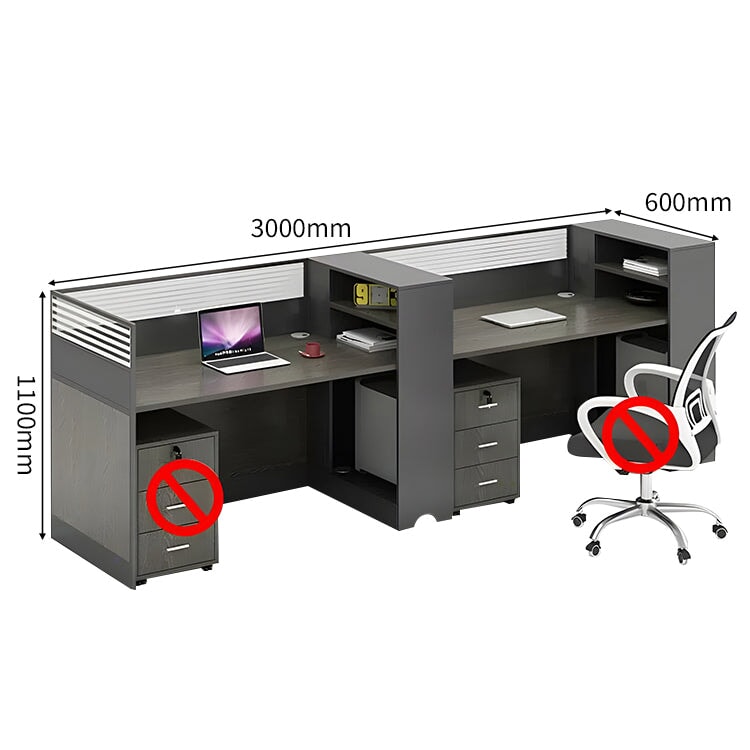 オフィスデスク ワークデスク ㍶デスク 事務机 デスク オープン収納 ㍶収納 デスクワゴン トップパネル付き ウォールナット カスタマイズ可能 BGZ-C005 chickagu