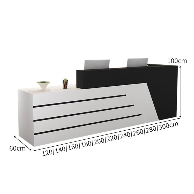 木製受付カウンター レセプションデスク レジカウンター 受付カウンター エントランス受付 業務用 会社用 キーボードトレイ付き 配線穴付き シンプ ホワイト カスタマイズ可能 chickagu