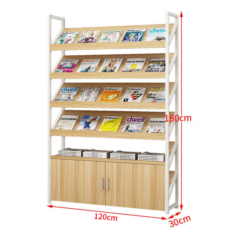 マガジンラック ディスプレイラック 書類整理棚 雑誌入れ 木目調 高耐荷重 アジャスター付き 緩衝蝶番付き 扉付き収納 シンプルモダン ホワイト ナチュラル