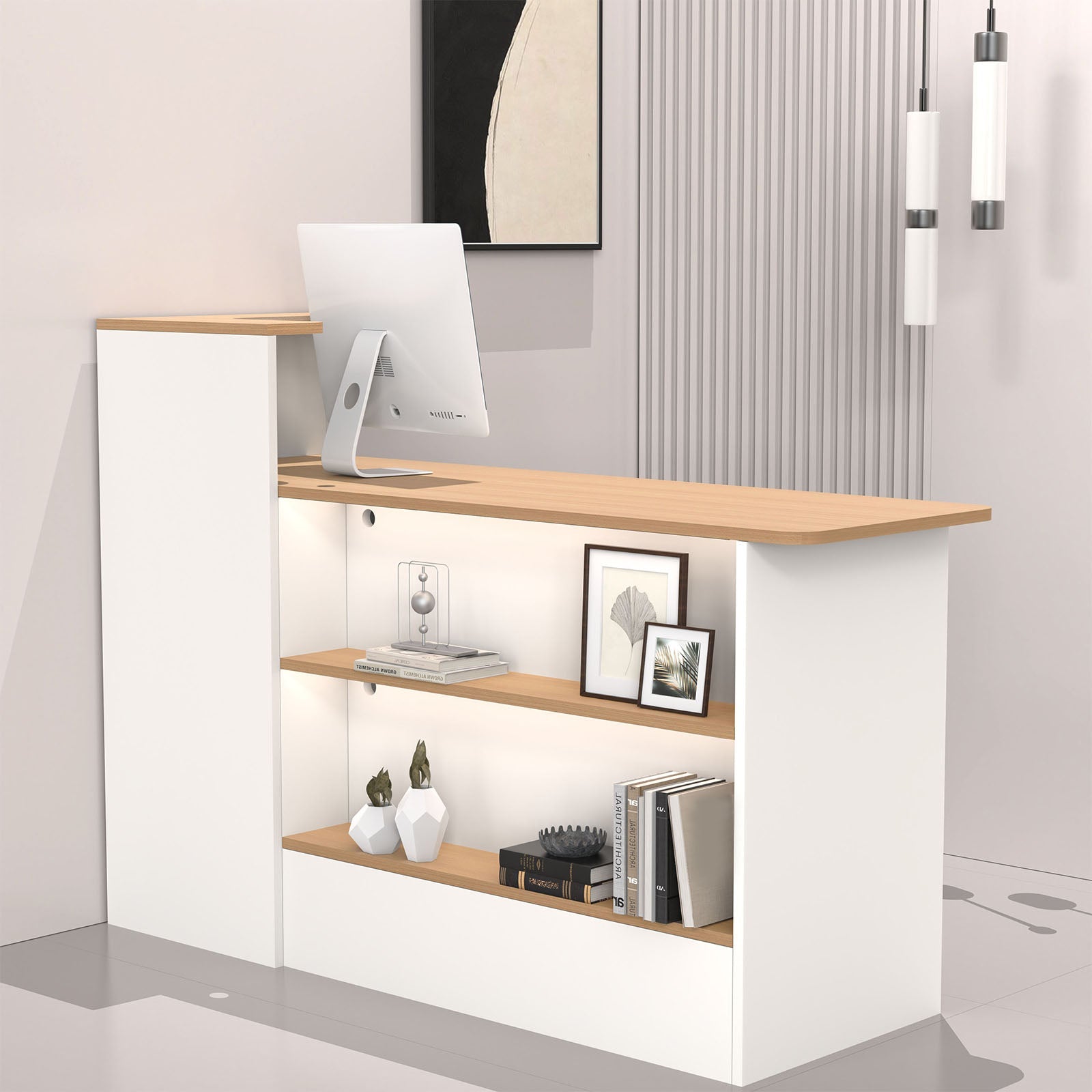 カウンター 受付カウンター オープン収納 大容量 分類収納 おしゃれ 機能的 ホワイト ナチュラル JDT-2210