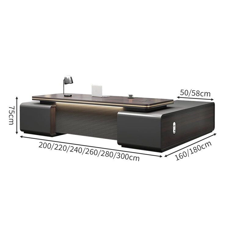 大容量 ダイヤル錠 厚い天板 角丸加工 通気孔 穏やか 上品 デスク ワークデスク 役員デスク エグゼクティブ 埋め込み型コンセント サイドキャビネット カスタマイズ可能 LBZ-C166 chickagu