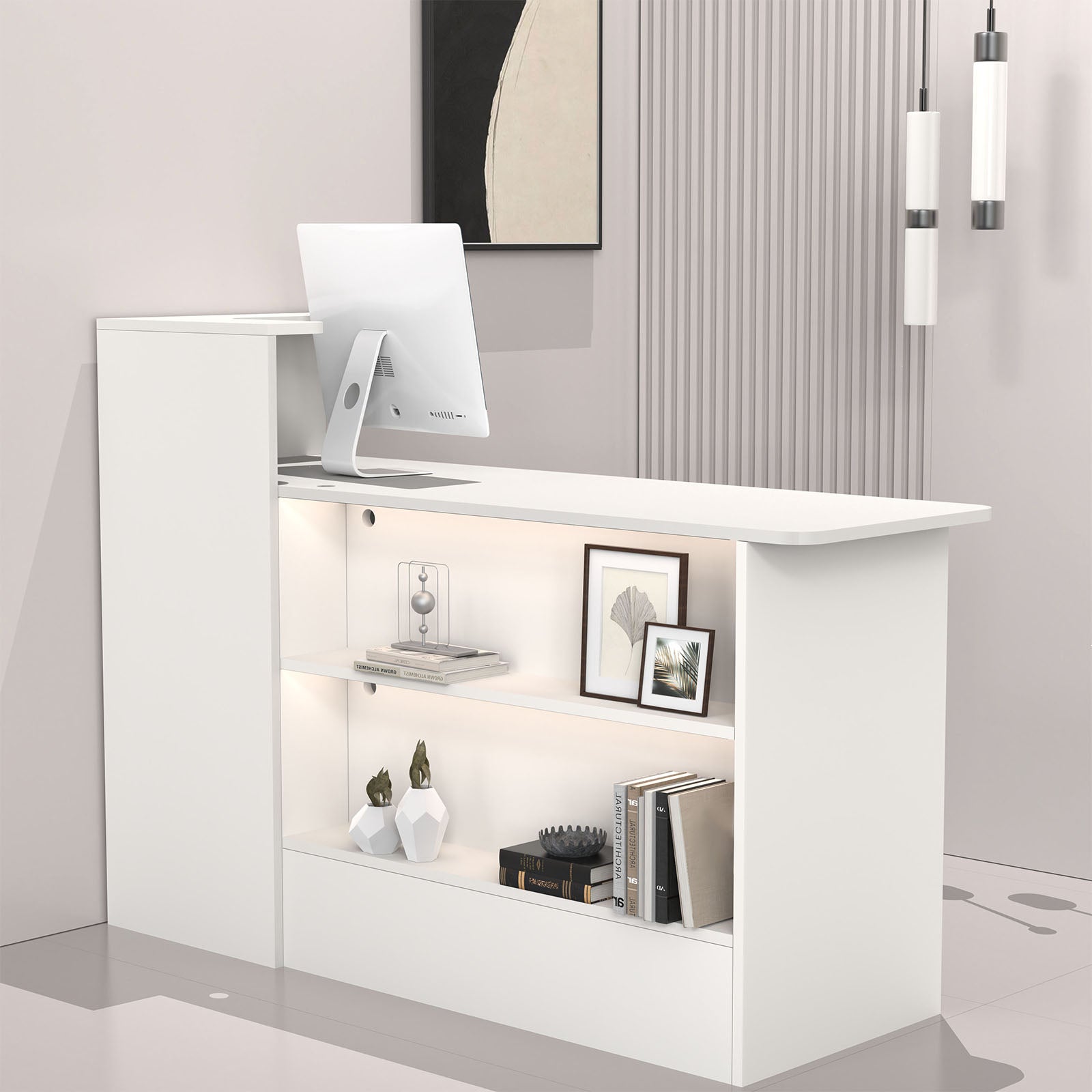 カウンター 受付カウンター オープン収納 大容量 分類収納 おしゃれ 機能的 ホワイト ナチュラル JDT-2210