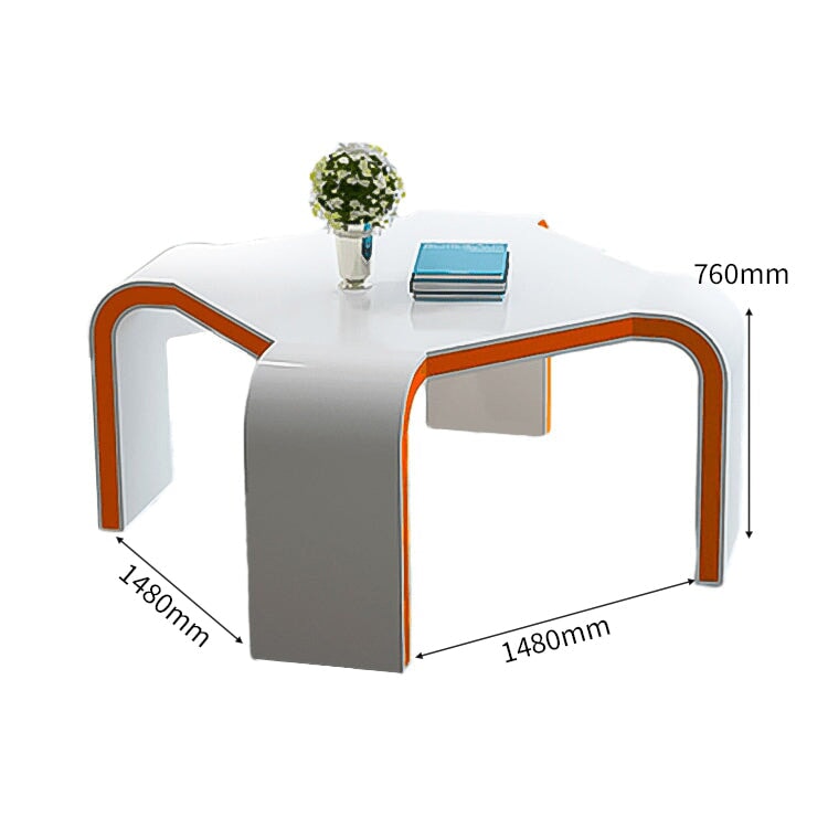 三角構造 分厚い板材 重厚感 安定感 鏡面仕上げ ピン角なし 会議テーブル ミーティング 打ち合わせ モダン デザイン性 おしゃれ ホワイト カスタマイズ可能 HYZ-C051 chickagu