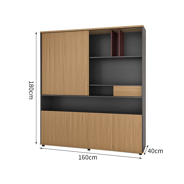 エコ板材 厚み 頑丈 耐久性 オープン収納 扉付き 多段式 収納キャビネット キャビネット 落ち着き 穏やか 木目調 おしゃれ CWG-C022