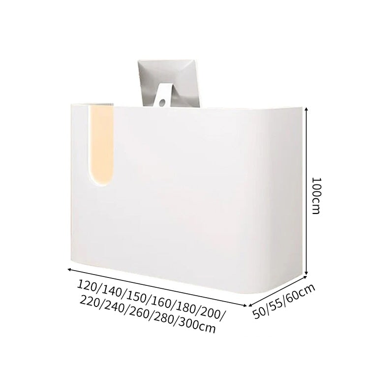 木製受付カウンター レセプションデスク レジカウンター 受付カウンター エントランス受付 業務用 会社用 収納機能 ロゴ入れ可能 シンプル ホワイト カスタマイズ CHICKAGU