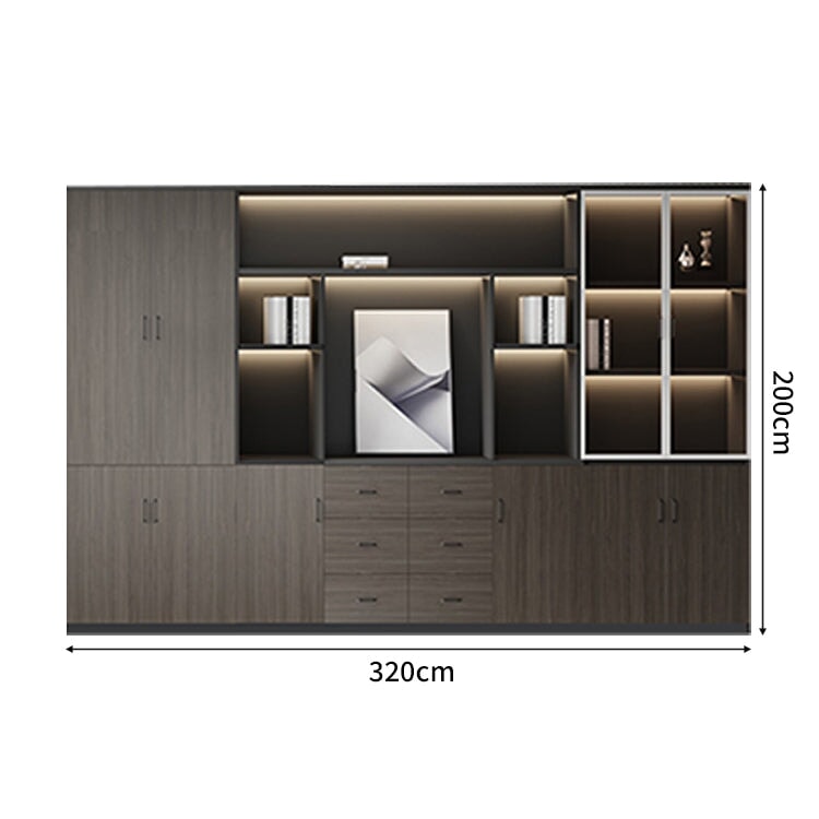 L字 幅広 分厚い天板 キャビネット 大容量 配線ボックス 通気孔 LEDライト デスク 役員デスク エグゼクティブ 重厚 上質 機能的 カスタマイズ可能 LBZ-C062 chickagu