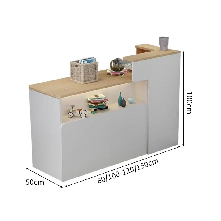 会社用 業務用 収納機能 角丸 木製受付カウンター レセプションデスク レジカウンター 受付カウンター エントランス受付 シンプル ホワイト カスタマイズ可能 JDT-C014 chickagu