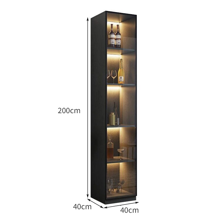 ワイン棚 ワイン収納 LEDライト キッチン収納 リビング収納 木製棚 収納棚 ワインラック オシャレ ブラック カスタマイズ可能 SNG-015 chickagu