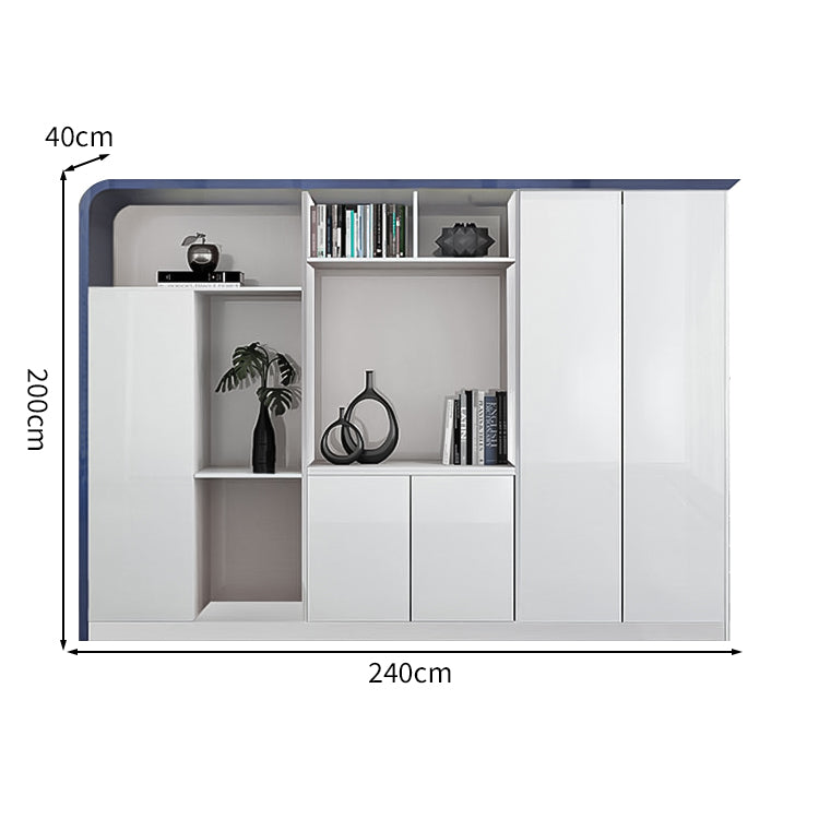 大容量 オープン収納 扉付き 台輪 鏡面仕上げ エコ板材 キャビネット 収納キャビネット 書類棚 すっきり 機能的 上質 カスタマイズ可能 CWG-C085