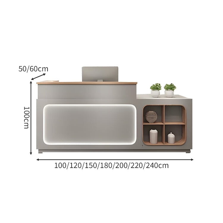 上部天板付き スリット入り LEDライト 配線穴キャップ 展示棚 収納機能 受付カウンター 受付台 カウンター おしゃれ シック 上質 カスタマイズ可能 JDT-A422 chickagu