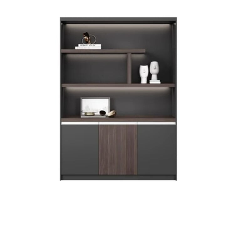 本棚 木製書庫 キャビネット 収納棚 オフィス家具 事務所 木製 収納 木目調 おしゃれ ウォールナット グレー ナチュラル カスタマイズ可能 CWG-039  CHICKAGU