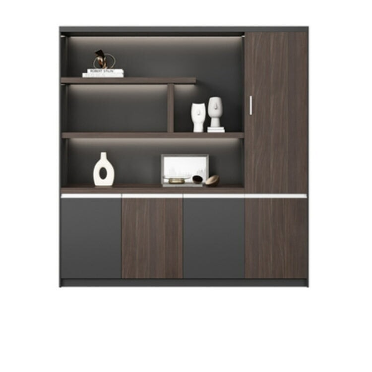 本棚 木製書庫 キャビネット 収納棚 オフィス家具 事務所 木製 収納 木目調 おしゃれ ウォールナット グレー ナチュラル カスタマイズ可能 CWG-039  CHICKAGU