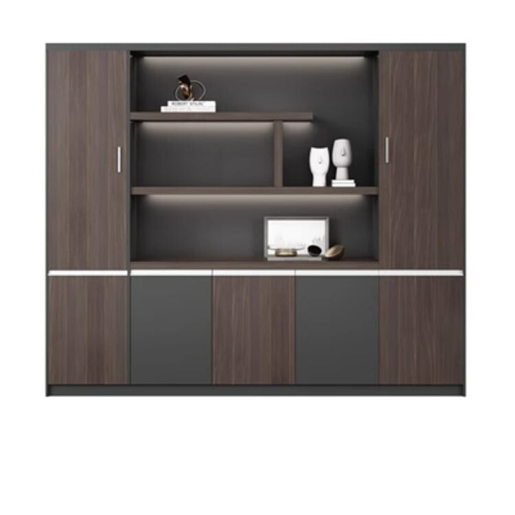 本棚 木製書庫 キャビネット 収納棚 オフィス家具 事務所 木製 収納 木目調 おしゃれ ウォールナット グレー ナチュラル カスタマイズ可能 CWG-039  CHICKAGU