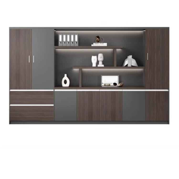 本棚 木製書庫 キャビネット 収納棚 オフィス家具 事務所 木製 収納 木目調 おしゃれ ウォールナット グレー ナチュラル カスタマイズ可能 CWG-039  CHICKAGU