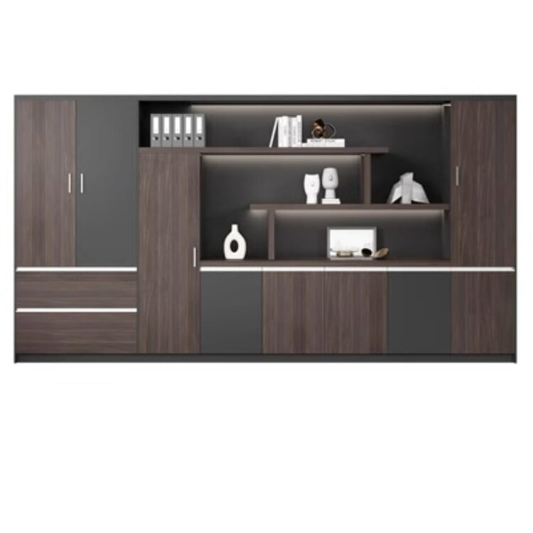 本棚 木製書庫 キャビネット 収納棚 オフィス家具 事務所 木製 収納 木目調 おしゃれ ウォールナット グレー ナチュラル カスタマイズ可能 CWG-039  CHICKAGU