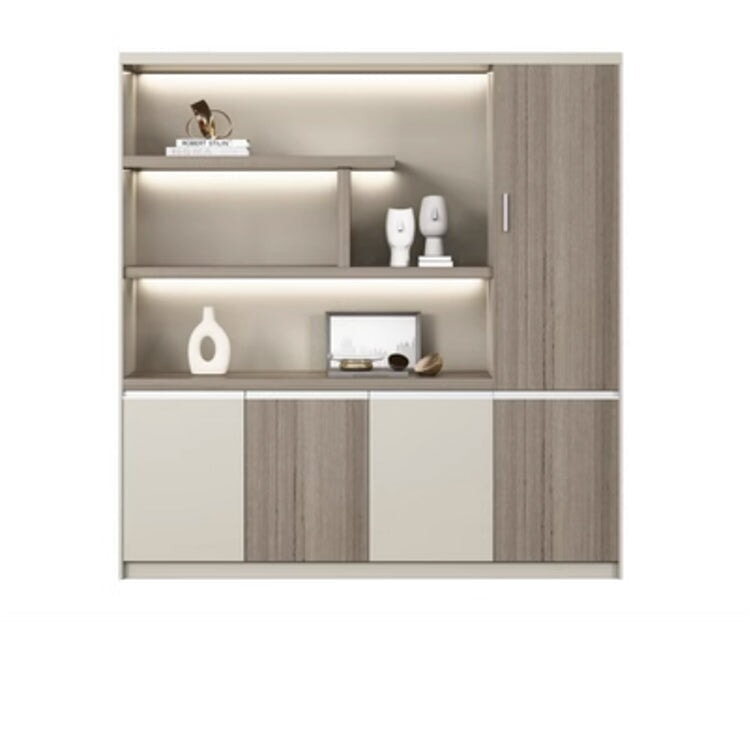 本棚 木製書庫 キャビネット 収納棚 オフィス家具 事務所 木製 収納 木目調 おしゃれ ウォールナット グレー ナチュラル カスタマイズ可能 CWG-039  CHICKAGU