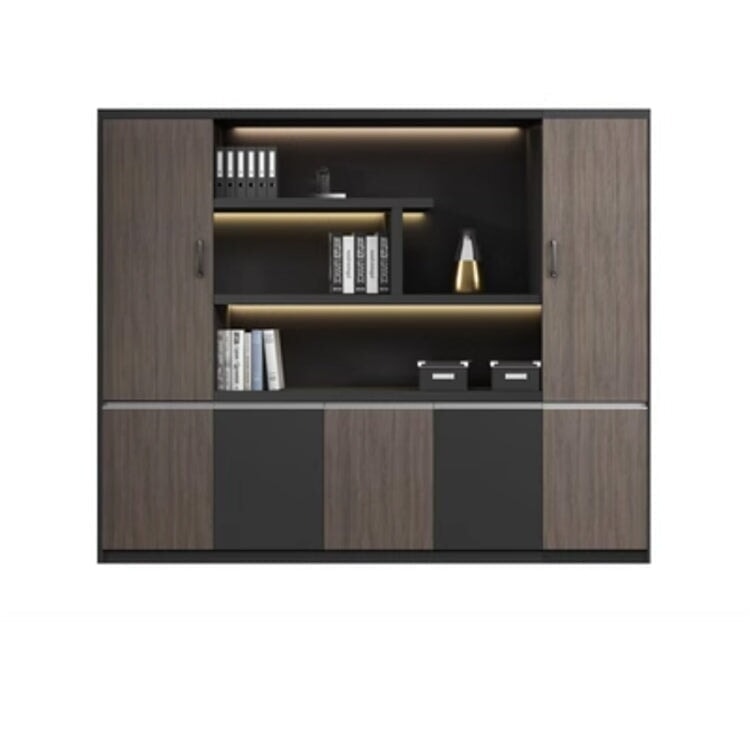 本棚 木製書庫 キャビネット 収納棚 オフィス家具 事務所 木製 収納 木目調 おしゃれ ウォールナット グレー ナチュラル カスタマイズ可能 CWG-039  CHICKAGU