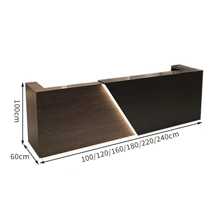 ステンレス 焼付塗装 LEDライト付き 受付カウンター エントランス受付 カウンターテーブル オフィス受付 大容量収納 引き出し付き ブラック カスタマイズ可能 JDT-C016 CHICKAGU