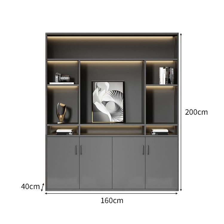 大容量 多段式 分類収納 オープン収納 扉付き 取っ手 台輪 安定性 キャビネット 収納棚 オフィス用 木目調 バイカラー 落ち着き 穏やか カスタマイズ可能 CWG-C023 chickagu