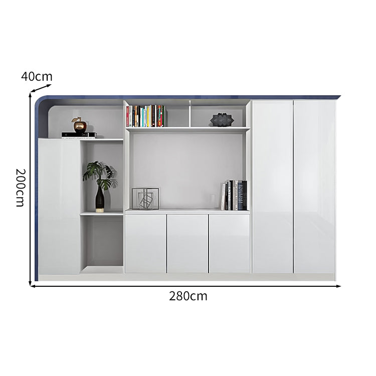 大容量 オープン収納 扉付き 台輪 鏡面仕上げ エコ板材 キャビネット 収納キャビネット 書類棚 すっきり 機能的 上質 カスタマイズ可能 CWG-C085