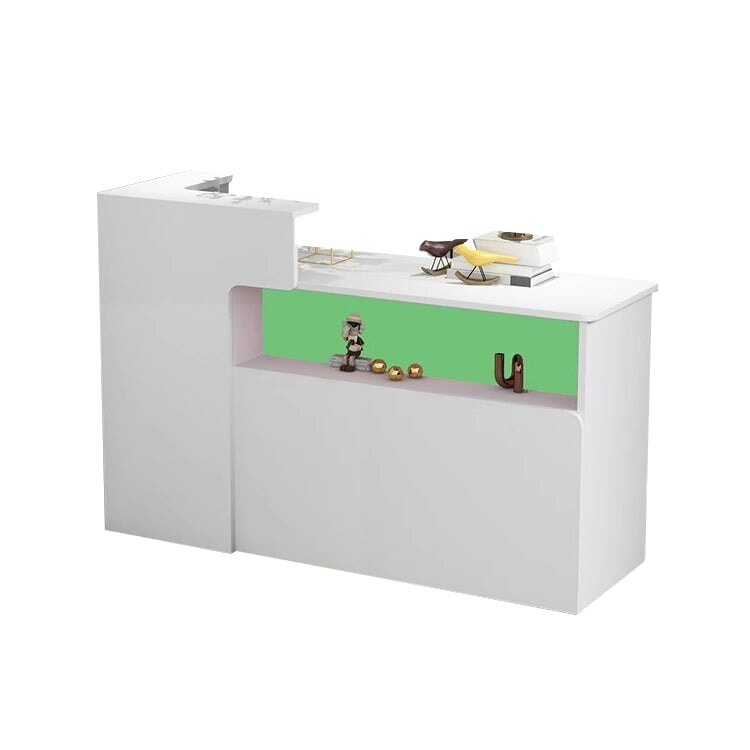 会社用 業務用 収納機能 角丸 木製受付カウンター レセプションデスク レジカウンター 受付カウンター エントランス受付 シンプル ホワイト カスタマイズ可能 JDT-C014 chickagu