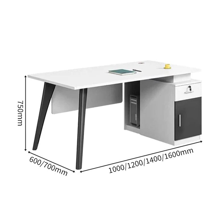 オフィスデスク ワークデスク パソコンデスク 事務机 幕板付き 鋼製脚 サイドキャビネット ロック付き ㍶収納 ナチュラル カスタマイズ可能 BGZ-C001 CHICKAGU