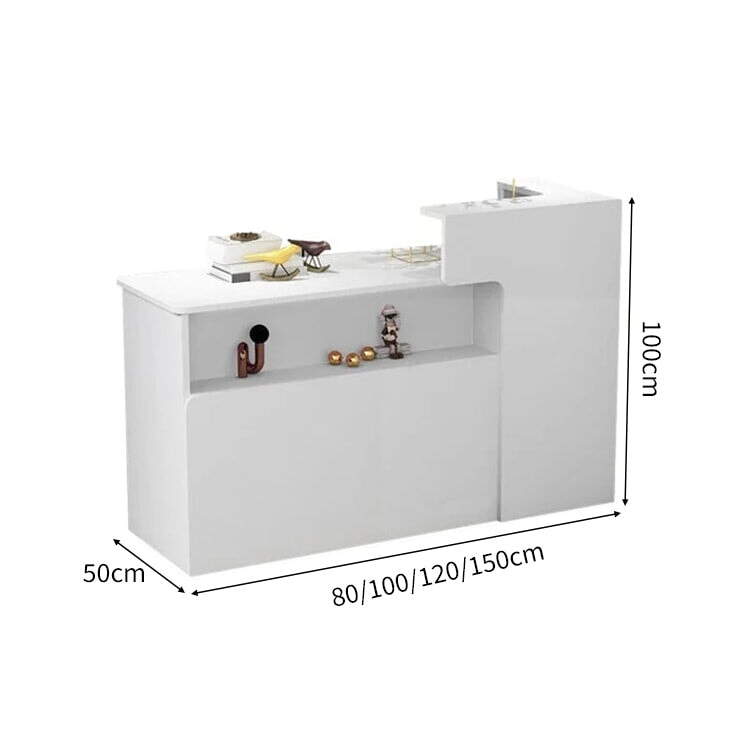 会社用 業務用 収納機能 角丸 木製受付カウンター レセプションデスク レジカウンター 受付カウンター エントランス受付 シンプル ホワイト カスタマイズ可能 JDT-C014 chickagu