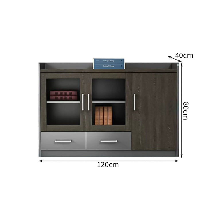 オープン収納 扉付き 大容量 脚付き 収納棚 収納キャビネット キャビネット 洗練 実用 木目調 カスタマイズ可能 CWG-C073