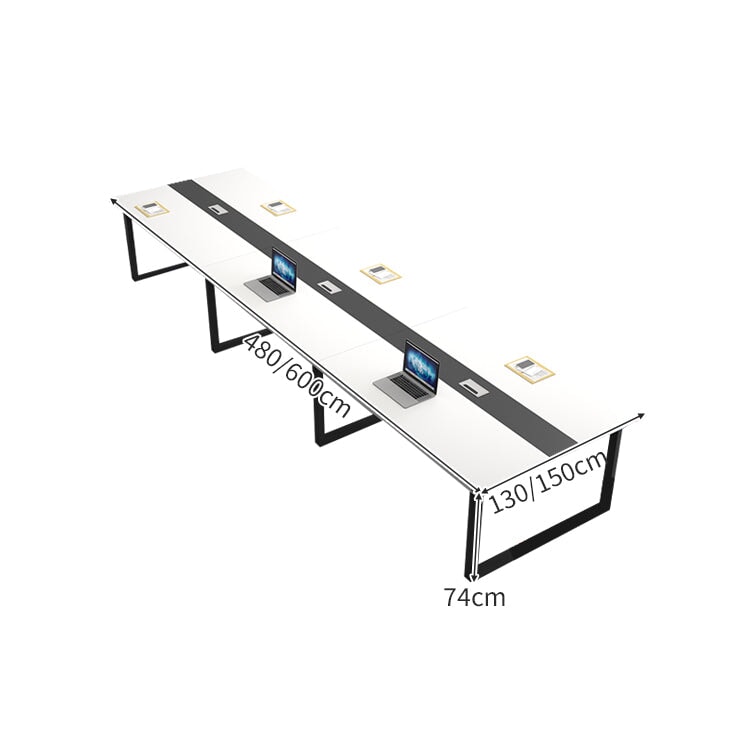 配線ボックス 洗練 木目調 シンプル 厚み オシャレ 事務机 大型オフィステーブル 商談テーブル ミーティング用テーブル 会社用 事務所用 ホワイト カスタマイズ可能 HYZ-C047 chickagu