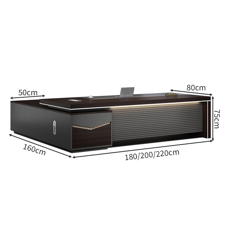 社長室用 引き出し付き 通気孔付き 幕板付き エグゼクティブデスク パソコンデスク 事務机 プレジデントデスク モダン おしゃれ ブラックウォールナット カスタマイズ可能 LBZ-C066 chickagu