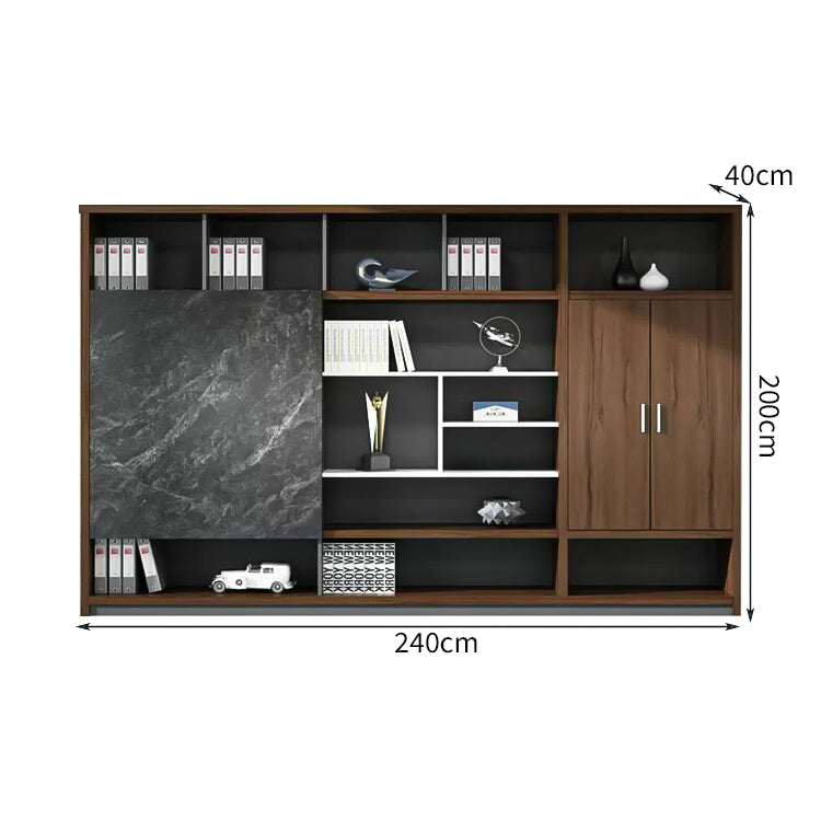 オープン収納 扉付き 引き戸 省スペース 大容量 多段式 分類収納 収納棚 キャビネット 収納キャビネット 木目調 落ち着き カスタマイズ可能 CWG-C010