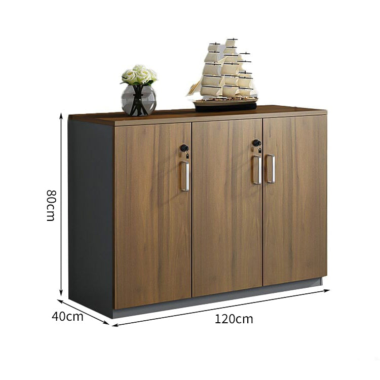 メラミン化粧板 錠付き 扉付き 引き出し 大容量 収納棚 キャビネット 収納キャビネット 木目調 落ち着き ウォールナット カスタマイズ可能 CWG-C072