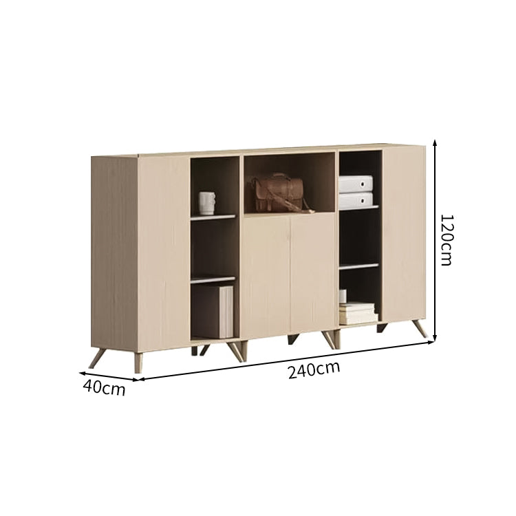 エコ板材 天然木脚 安定性 オープン収納 扉付き 多段式 キャビネット 収納キャビネット 木目調 落ち着き CWG-C069