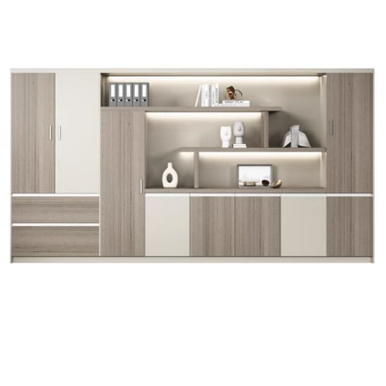 本棚 木製書庫 キャビネット 収納棚 オフィス家具 事務所 木製 収納 木目調 おしゃれ ウォールナット グレー ナチュラル カスタマイズ可能 CWG-039  CHICKAGU