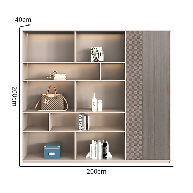 多段式 オープン収納 扉付き エコ板材 高密度 耐久性 収納キャビネット 棚 収納ラック 落ち着き エレガント 上品 カスタマイズ可能 CWG-C026