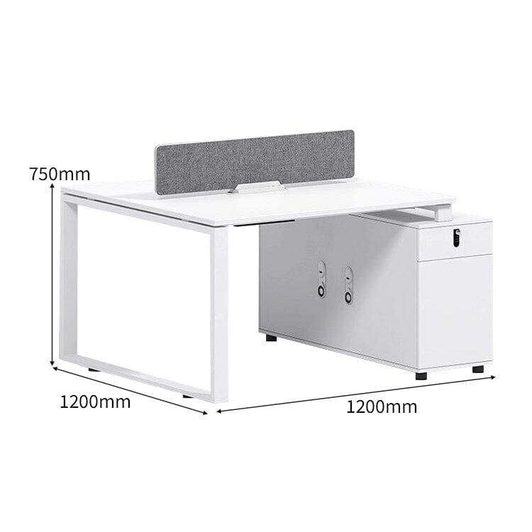 ロの字脚 トップパネル付き ダイヤル錠 サイドキャビネット 冷却ファン付き オフィスデスク 事務机 ワークデスク ㍶デスク デスク ホワイト カスタマイズ可能 BGZ-C032 chickagu
