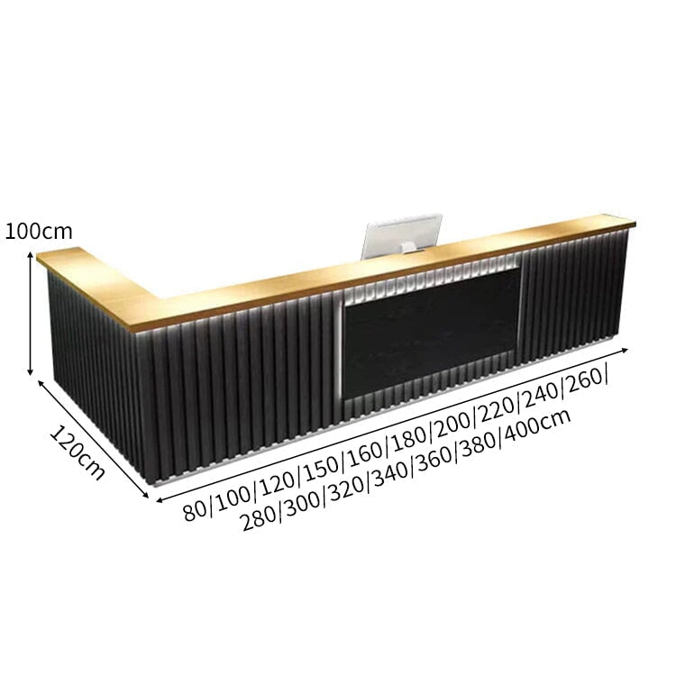 LEDライト付き 大容量収納 鍵付き引き出し 受付カウンター バーカウンター 受付台 カウンターテーブル L型 おしゃれ ブルー カスタマイズ可能 JDT-C029 chickagu