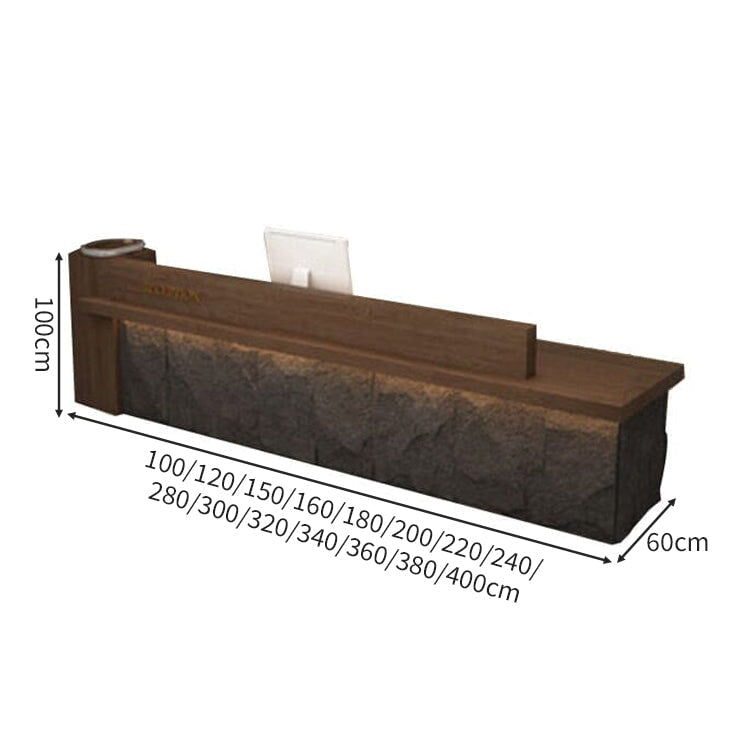 シンプル 落ち着いた 石調 どっしり 受付カウンター レジカウンター レジ台 フロント メラミン化粧板 LED カスタマイズ可能 JDT-C052