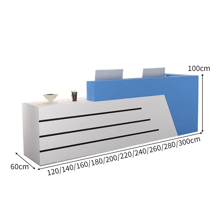木製受付カウンター レセプションデスク レジカウンター 受付カウンター エントランス受付 業務用 会社用 キーボードトレイ付き 配線穴付き シンプ ホワイト カスタマイズ可能 chickagu