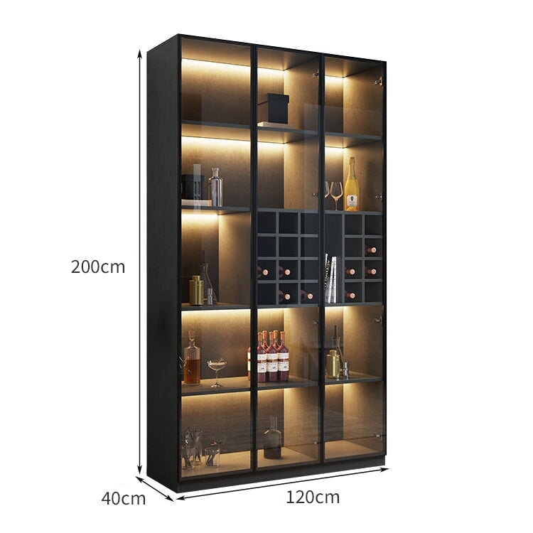 ワイン棚 ワイン収納  LEDライト キッチン収納 リビング収納 木製棚 収納棚 ワインラック オシャレ ブラック カスタマイズ可能 SNG-015 chickagu