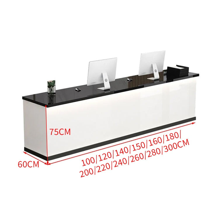 木製受付カウンター レセプションデスク レジカウンター 受付カウンター エントランス受付 業務用 会社用 キーボードトレイ付き 広い天板 高級感 chickagu