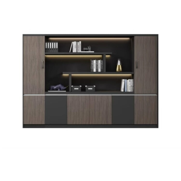 本棚 木製書庫 キャビネット 収納棚 オフィス家具 事務所 木製 収納 木目調 おしゃれ ウォールナット グレー ナチュラル カスタマイズ可能 CWG-039  CHICKAGU