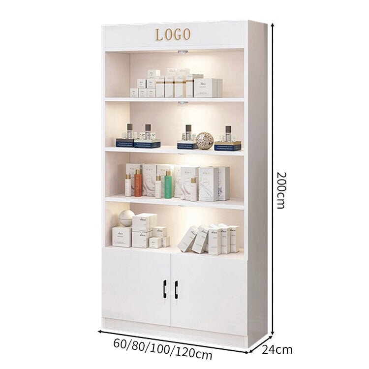 ライト付き 大容量 多段式 厚い棚板 仕切り 取っ手 蝶番 キャビネット 収納キャビネット 収納棚 実用的 シンプル ホワイト カスタマイズ可能 SNG-C030 chickagu