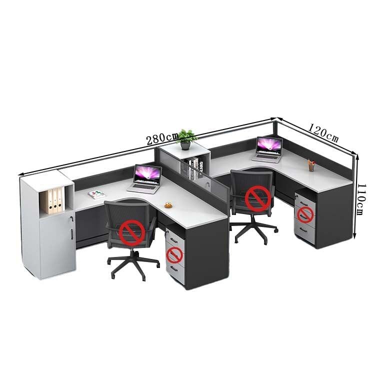 オフィスデスク ワークデスク 事務用デスク パソコンデスク デスク トップパネル サイドキャビネット 大容量収納 ホワイト カスタマイズ可能 BGZ-209 - kaguyasu