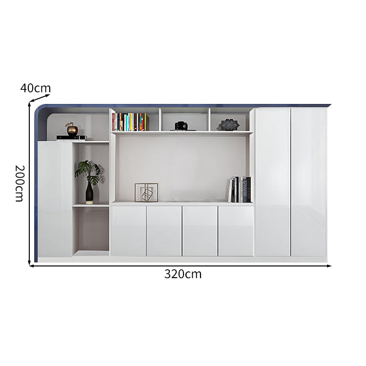 大容量 オープン収納 扉付き 台輪 鏡面仕上げ エコ板材 キャビネット 収納キャビネット 書類棚 すっきり 機能的 上質 カスタマイズ可能 CWG-C085