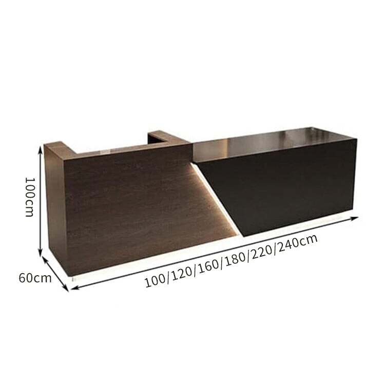 ステンレス 焼付塗装 LEDライト付き 受付カウンター エントランス受付 カウンターテーブル オフィス受付 大容量収納 引き出し付き ブラック カスタマイズ可能 JDT-C016 CHICKAGU