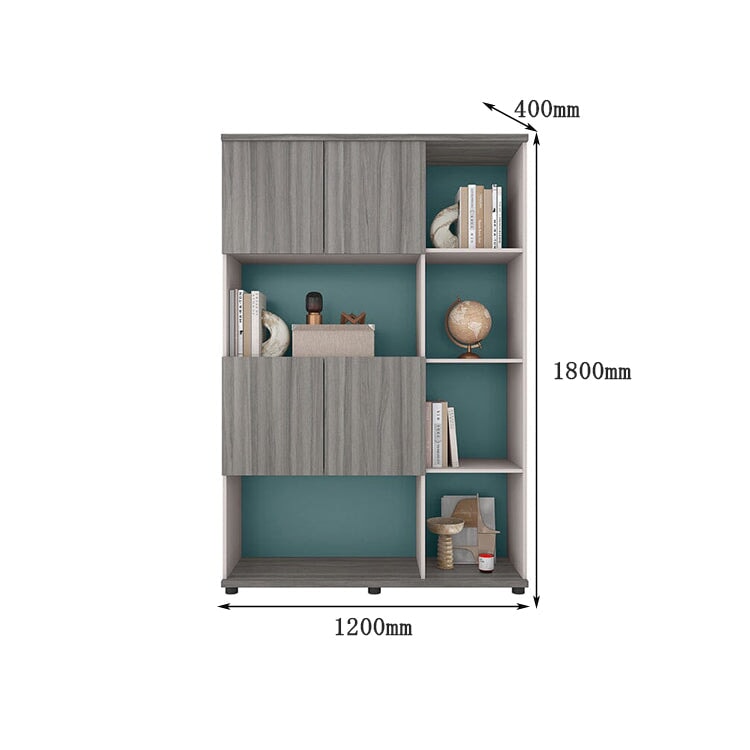 オフィスキャビネット ディスプレイラック 本棚 キャビネット 収納ラック 収納ボックス 扉付き 4段 木目調 カスタマイズ可能 chickagu